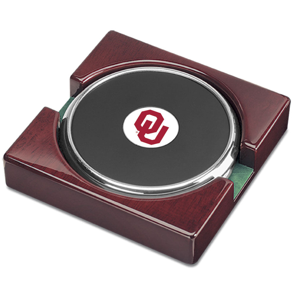 Silver Oklahoma Sooners Two-Piece Coaster Set