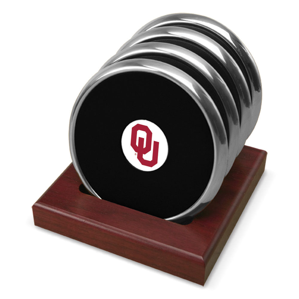 Silver Oklahoma Sooners Four-Piece Coaster Set