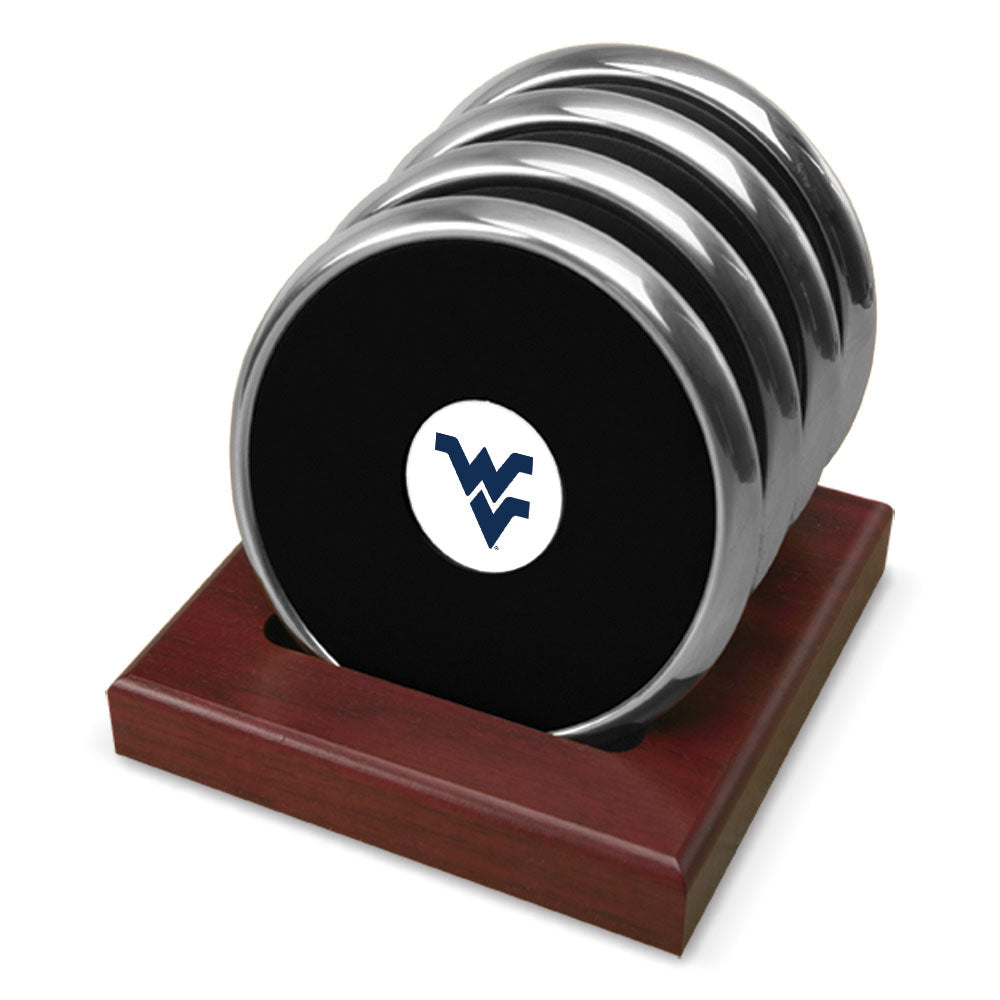 Silver West Virginia Mountaineers Four-Piece Coaster Set