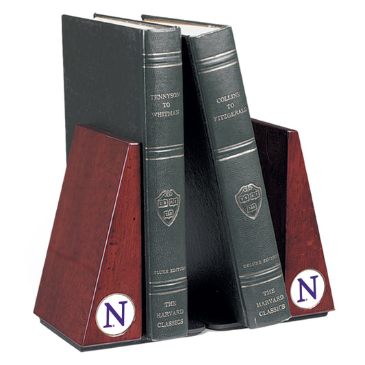 Northwestern Wildcats Primary Team Logo Rosewood Bookends