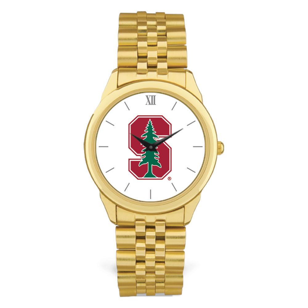 Unisex Gold Stanford Cardinal Team Logo Rolled Linked Bracelet Wristwatch