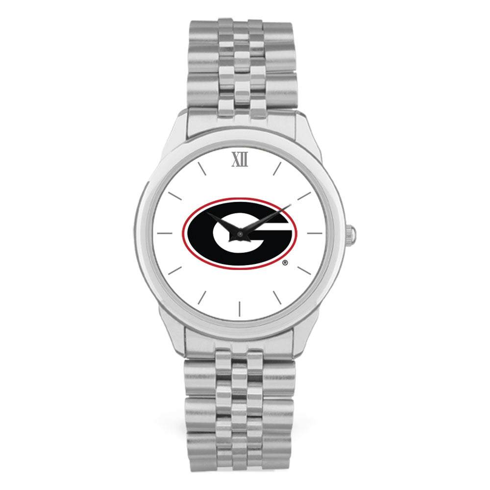 Unisex Silver Georgia Bulldogs Team Logo Rolled Link Bracelet Wristwatch