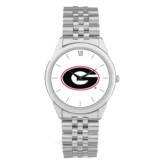 Unisex Silver Georgia Bulldogs Team Logo Rolled Link Bracelet Wristwatch