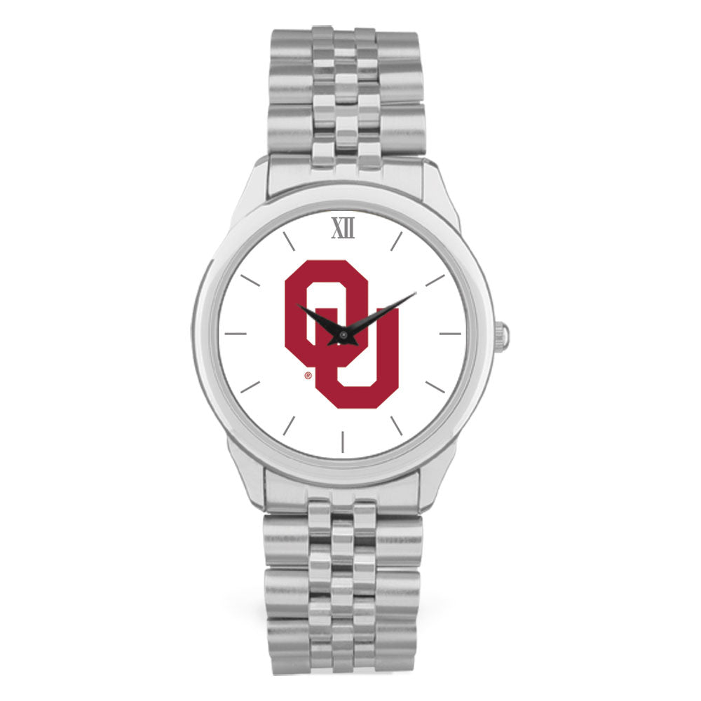 Unisex Silver Oklahoma Sooners Team Logo Rolled Link Bracelet Wristwatch