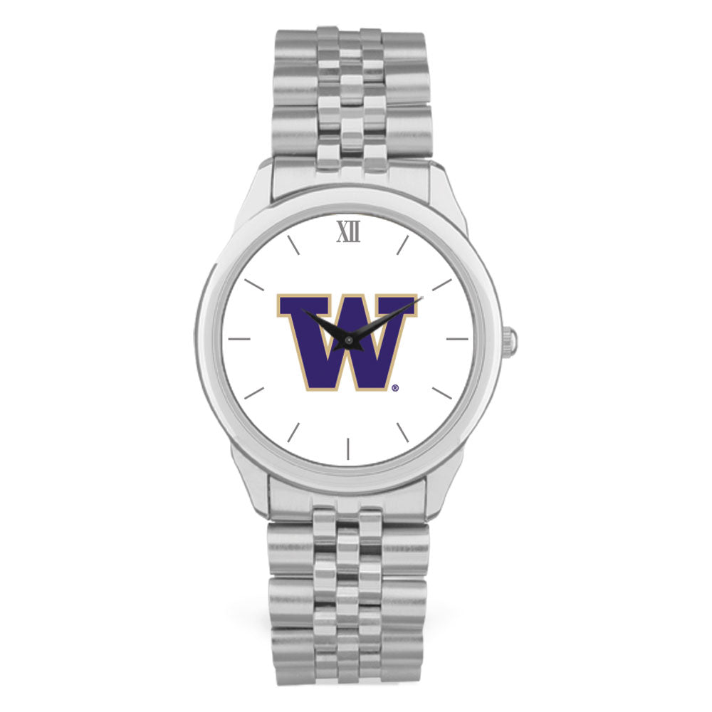 Unisex Silver Washington Huskies Team Logo Rolled Link Bracelet Wristwatch