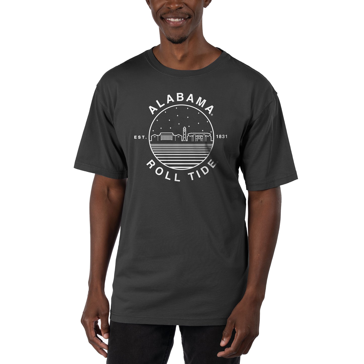 Men's Uscape Apparel Black Alabama Crimson Tide Garment Dyed T-Shirt