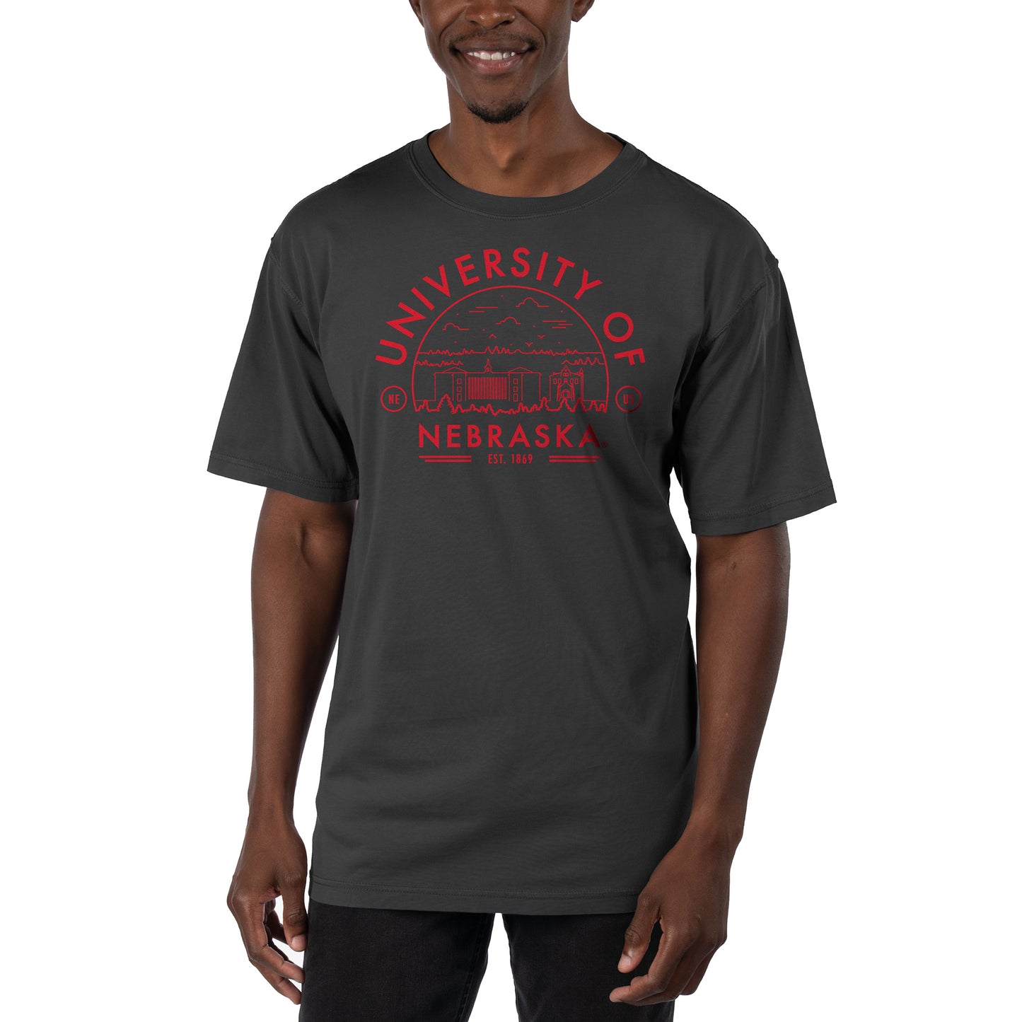 Men's Uscape Apparel Black Nebraska Huskers Garment Dyed T-Shirt