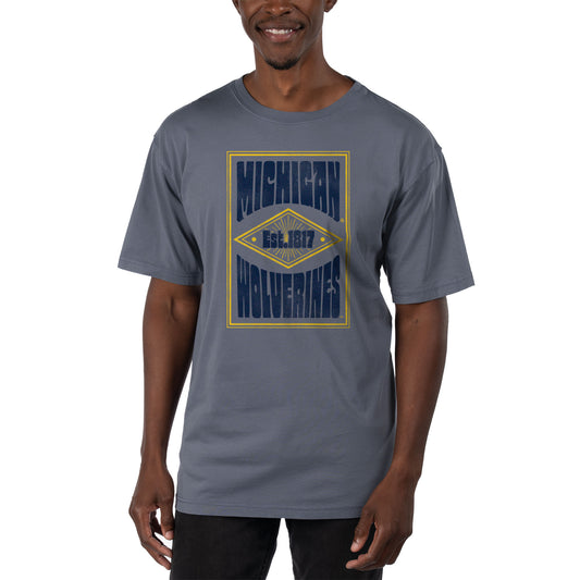 Men's Uscape Apparel Blue Michigan Wolverines Garment Dyed T-Shirt