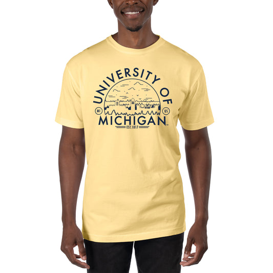 Men's Uscape Apparel Yellow Michigan Wolverines Garment Dyed T-Shirt