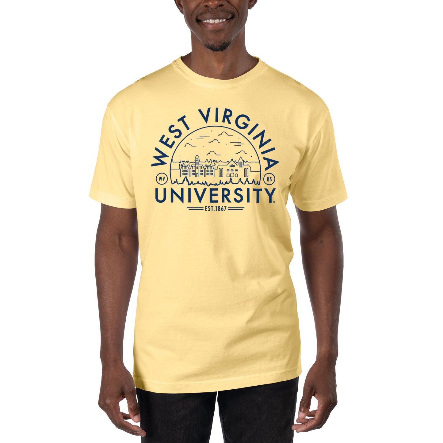 Men's Uscape Apparel Yellow West Virginia Mountaineers Garment Dyed T-Shirt