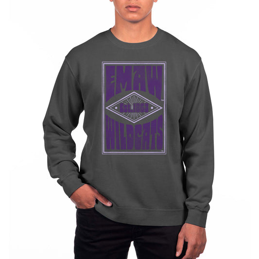 Men's Uscape Apparel Black Kansas State Wildcats Pigment Dyed Fleece Crewneck Sweatshirt