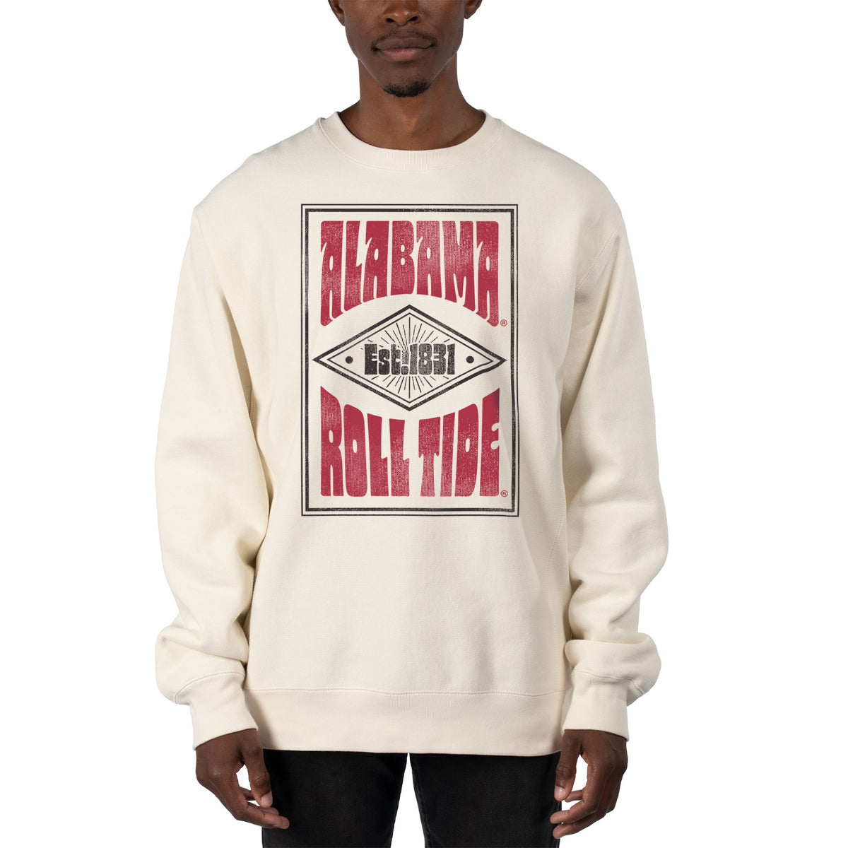 Men's Uscape Apparel Cream Alabama Crimson Tide Premium Heavyweight Pullover Sweatshirt