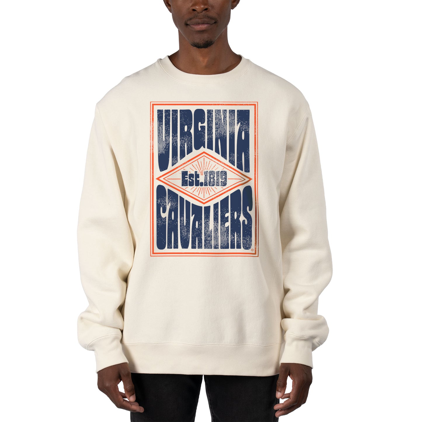 Men's Uscape Apparel Cream Virginia Cavaliers Premium Heavyweight Pullover Sweatshirt