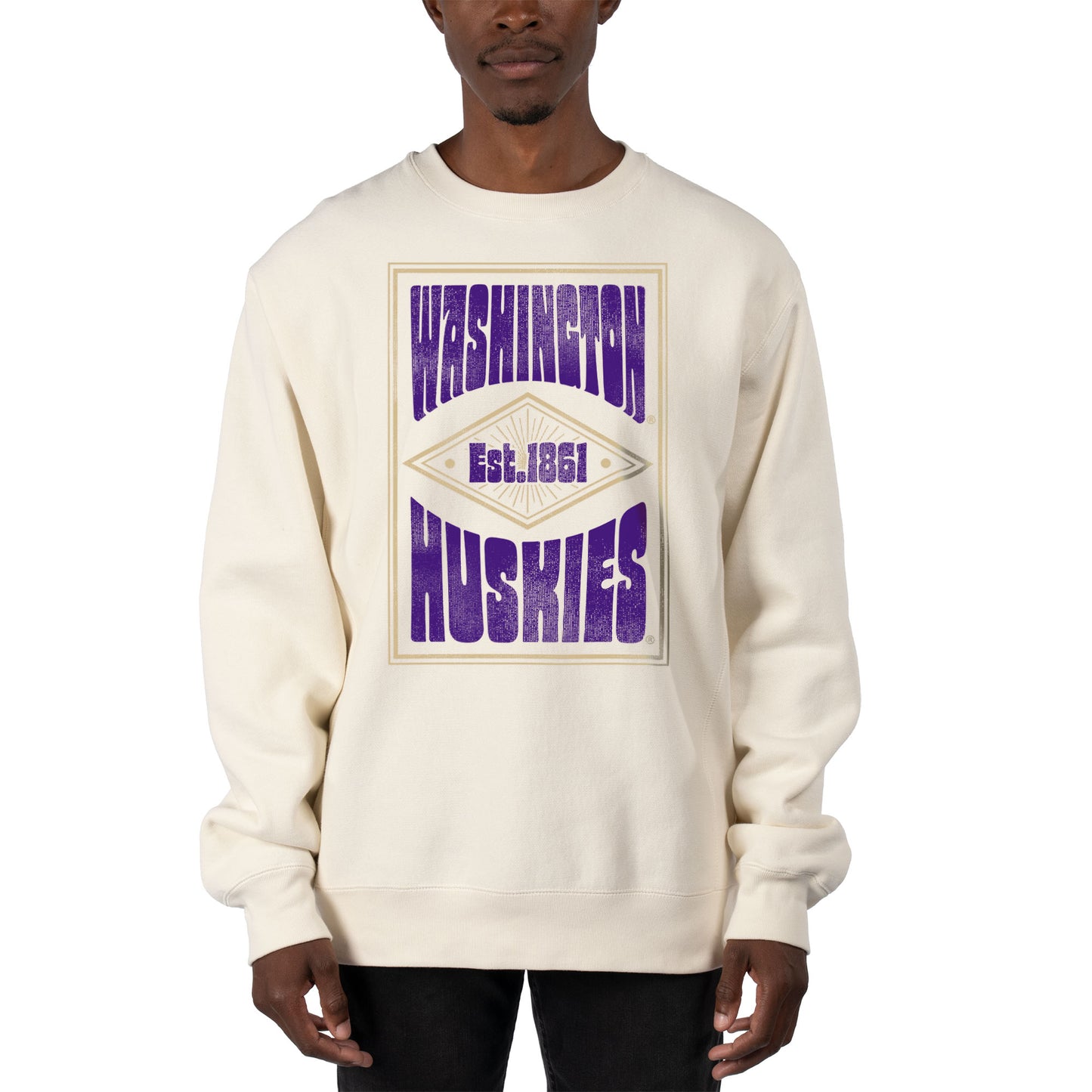 Men's Uscape Apparel Cream Washington Huskies Premium Heavyweight Pullover Sweatshirt