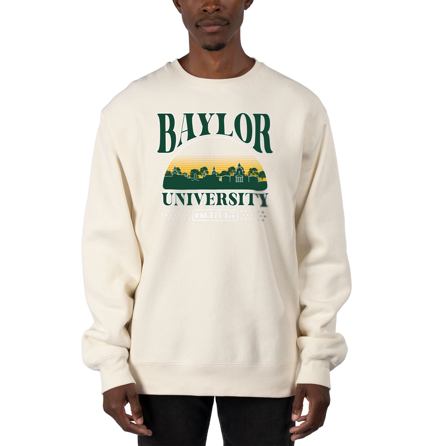 Men's Uscape Apparel Cream Baylor Bears Premium Heavyweight Pullover Sweatshirt