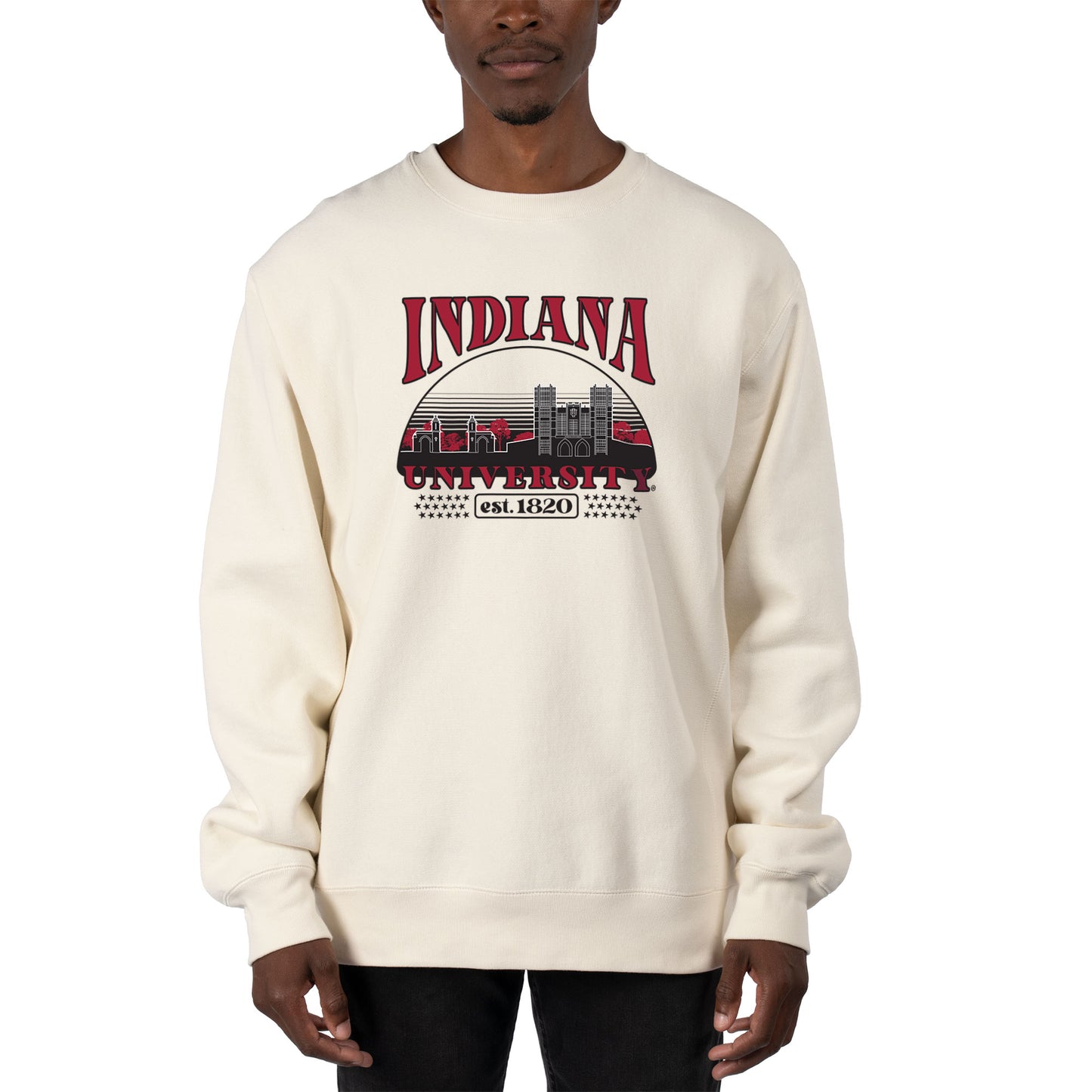 Men's Uscape Apparel Cream Indiana Hoosiers Premium Heavyweight Pullover Sweatshirt