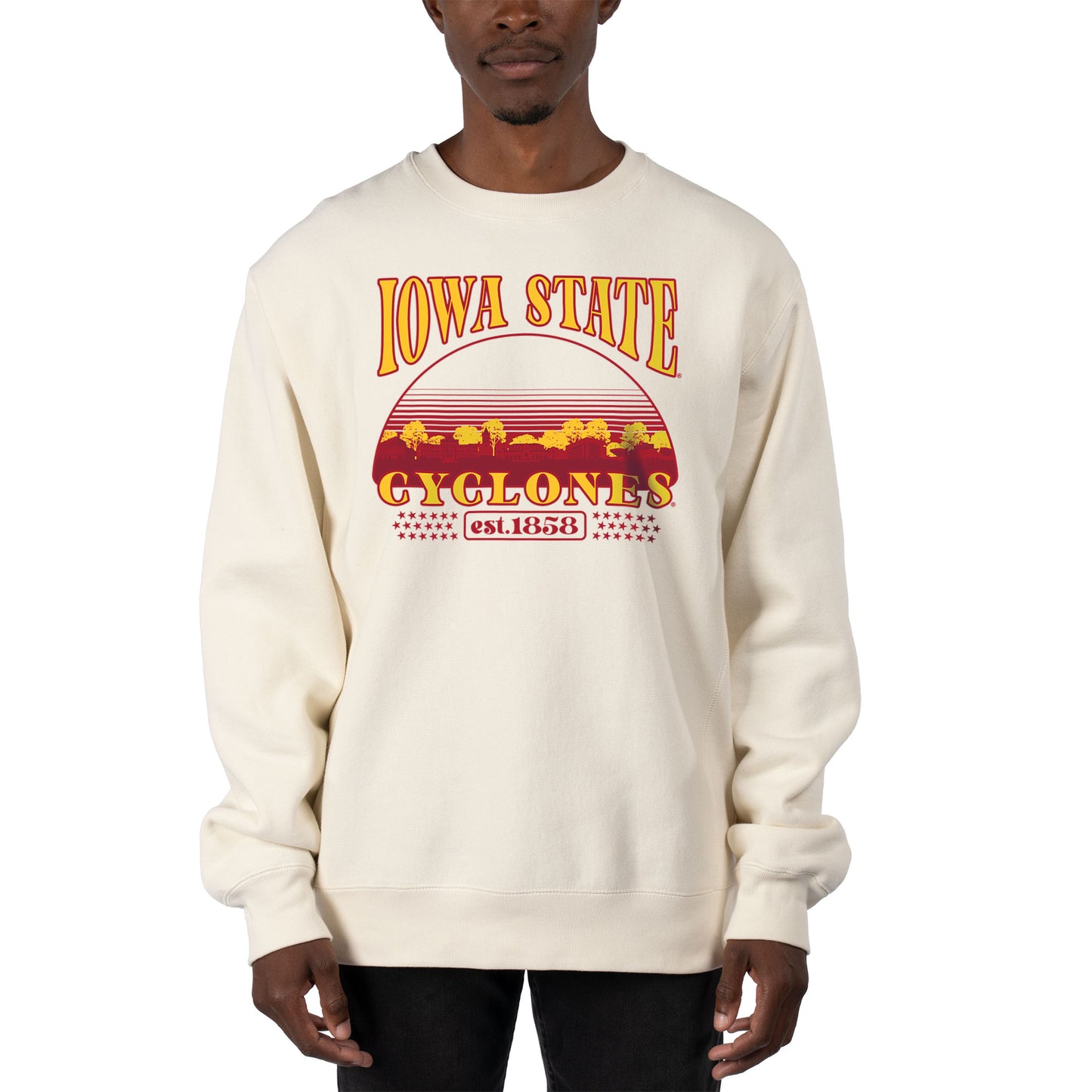 Men's Uscape Apparel Cream Iowa State Cyclones Premium Heavyweight Pullover Sweatshirt