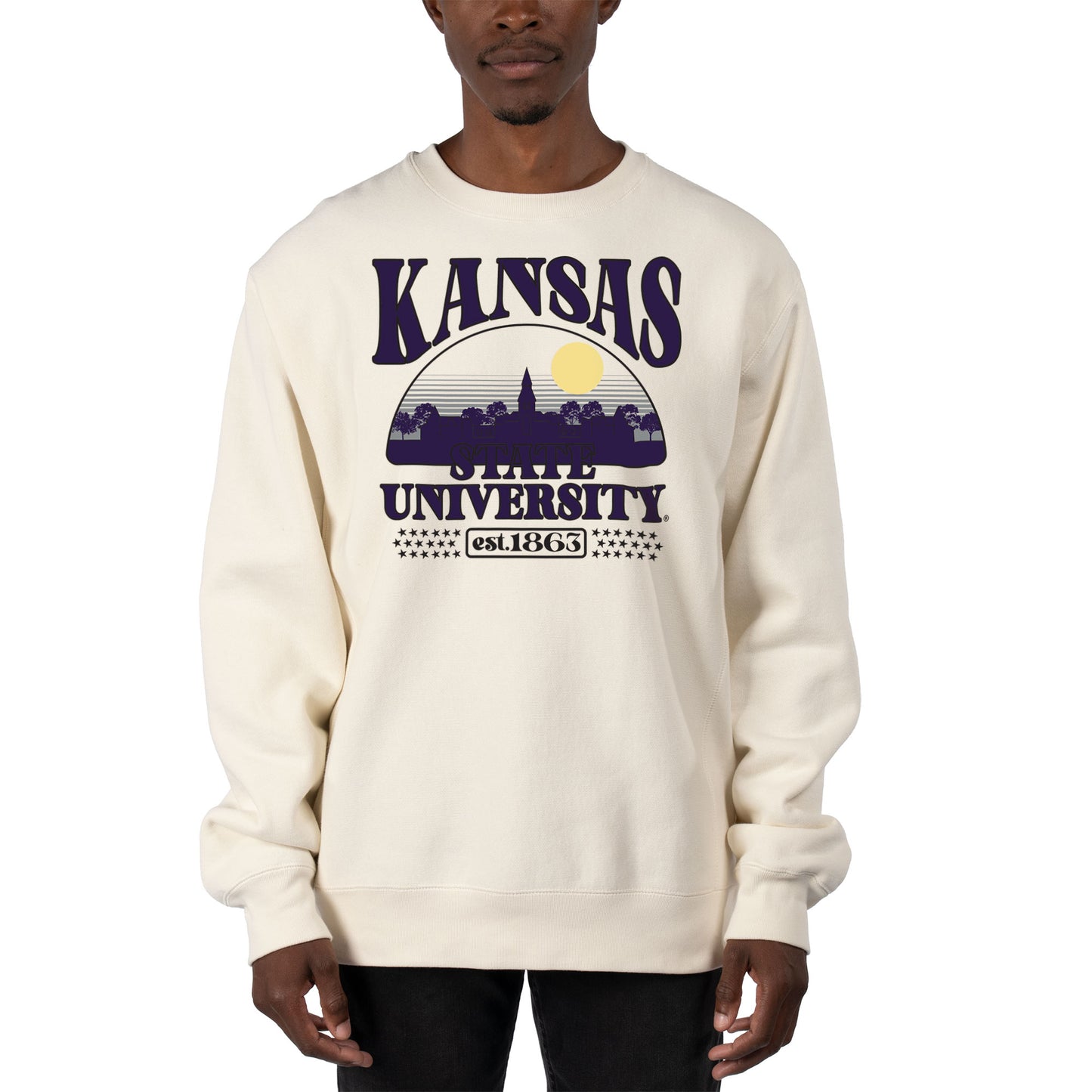 Men's Uscape Apparel Cream Kansas State Wildcats Premium Heavyweight Pullover Sweatshirt