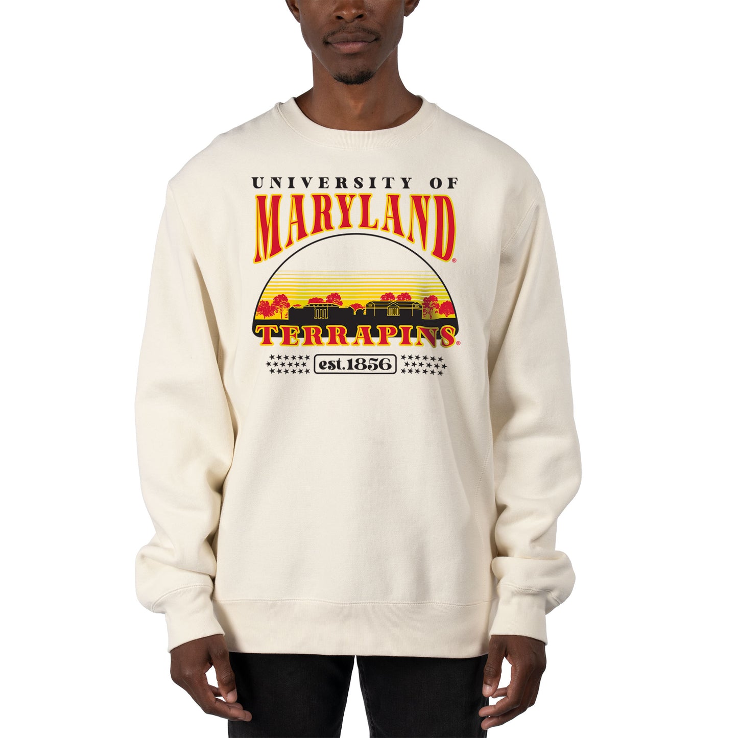 Men's Uscape Apparel Cream Maryland Terrapins Premium Heavyweight Pullover Sweatshirt