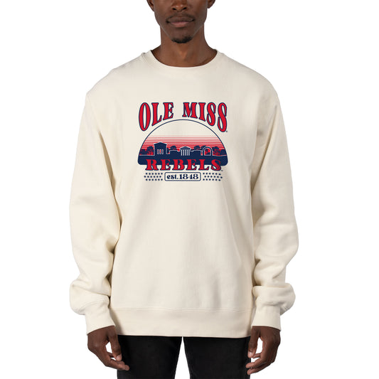 Men's Uscape Apparel Cream Ole Miss Rebels Premium Heavyweight Pullover Sweatshirt