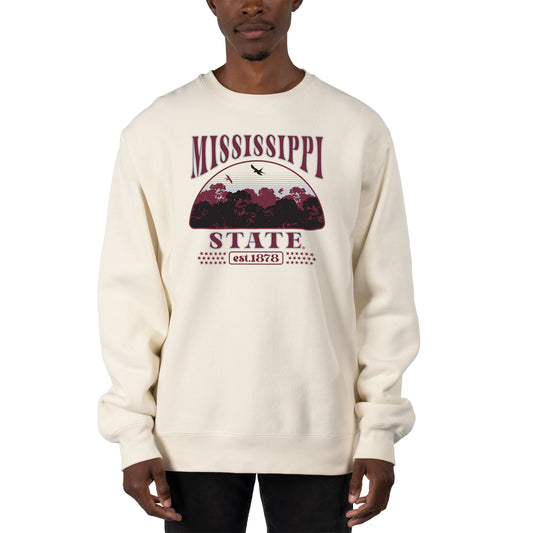 Men's Uscape Apparel Cream Mississippi State Bulldogs Premium Heavyweight Pullover Sweatshirt