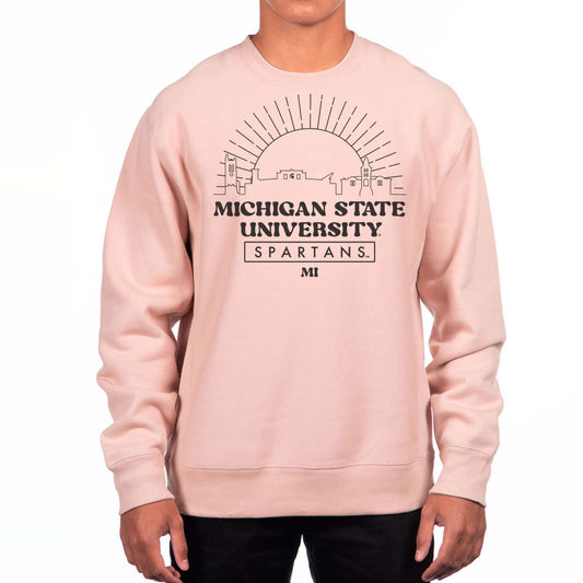 Men's Uscape Apparel Pink Michigan State Spartans Premium Heavyweight Pullover Sweatshirt