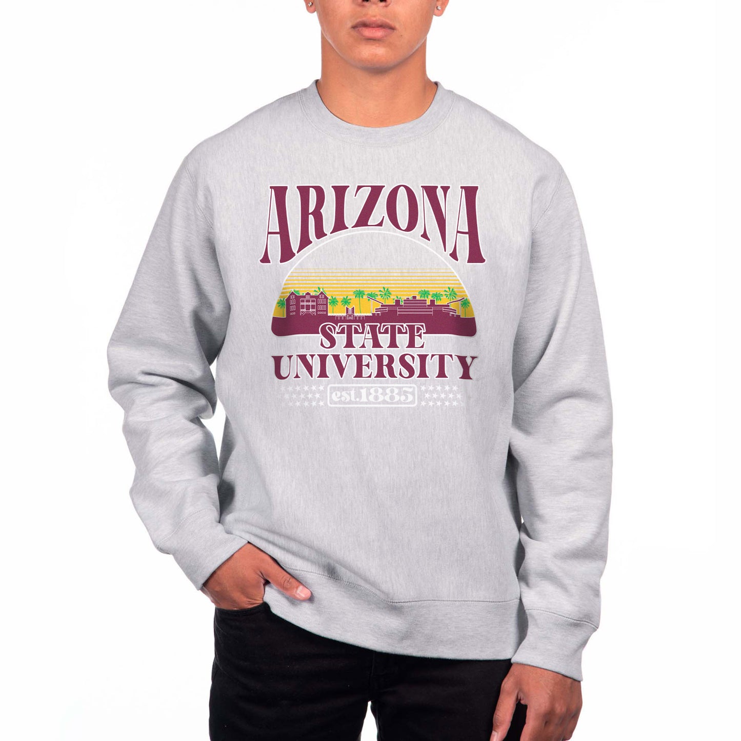 Men's Uscape Apparel Heather Gray Arizona State Sun Devils Premium Heavyweight Pullover Sweatshirt