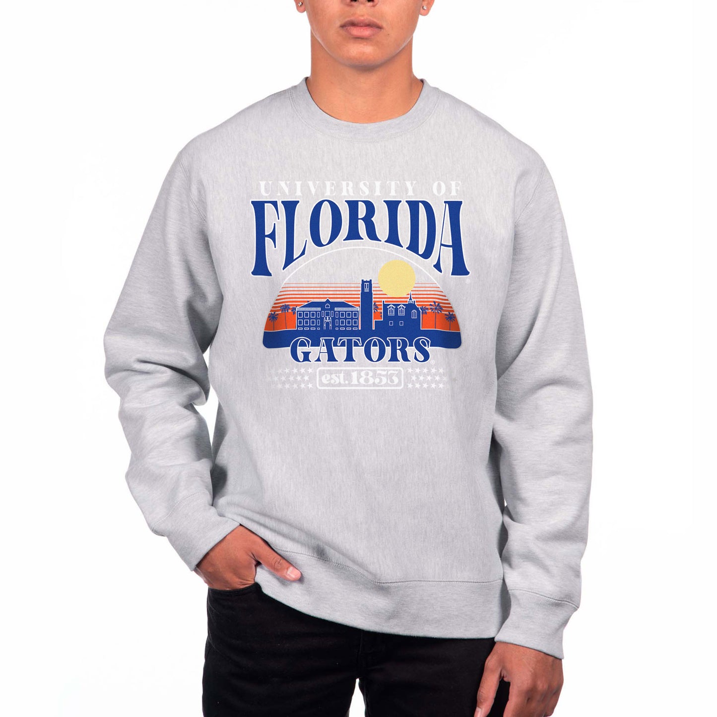 Men's Uscape Apparel Heather Gray Florida Gators Premium Heavyweight Pullover Sweatshirt
