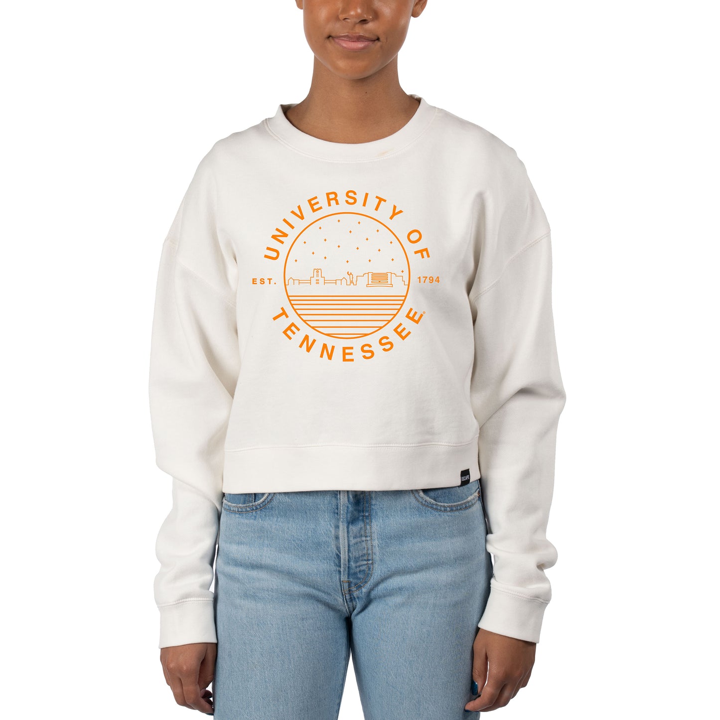 Women's Uscape Apparel White Tennessee Volunteers Fleece Crop Pullover Sweatshirt