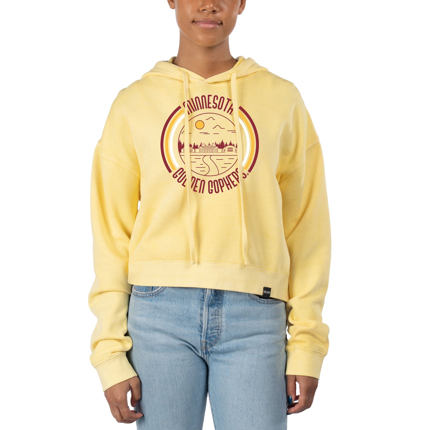 Women's Uscape Apparel Gold Minnesota Golden Gophers Pigment Dyed Fleece Crop Hoodie