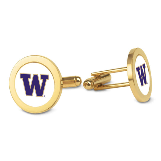 Gold Washington Huskies Logo Cufflinks