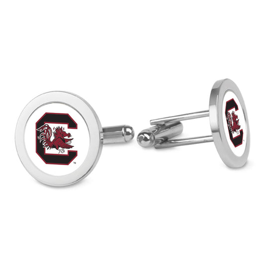 Silver South Carolina Gamecocks Logo Cufflinks