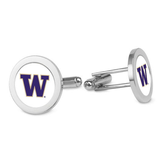 Silver Washington Huskies Logo Cufflinks