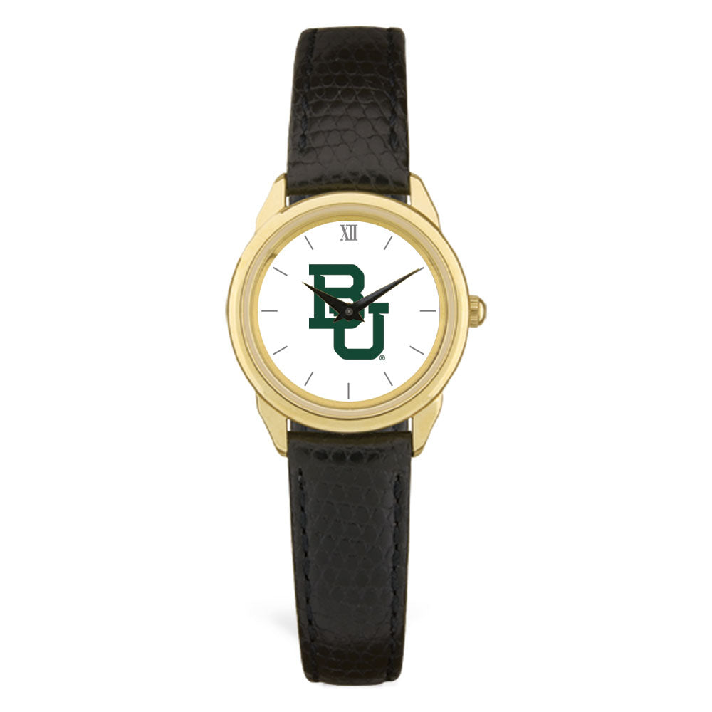 Women's Gold/Black Baylor Bears Medallion Leather Watch