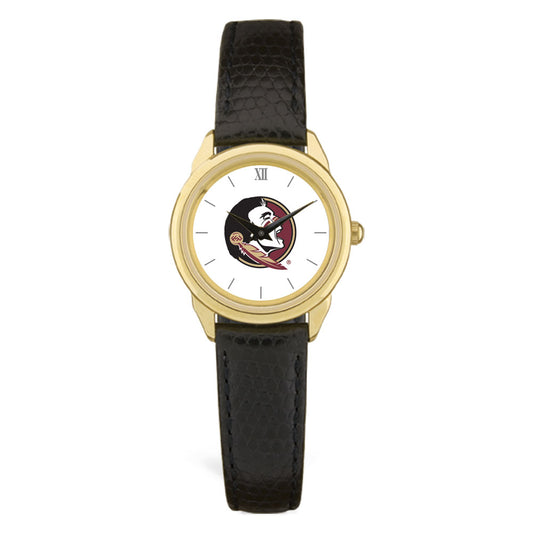 Women's Gold/Black Florida State Seminoles Medallion Leather Watch