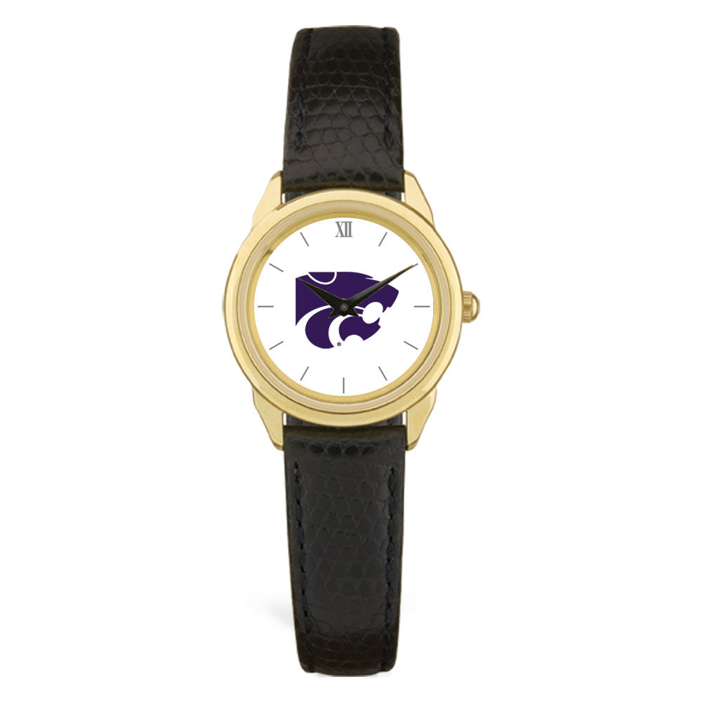 Women's Gold/Black Kansas State Wildcats Medallion Leather Watch