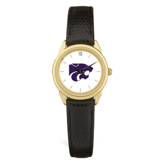 Women's Gold/Black Kansas State Wildcats Medallion Leather Watch