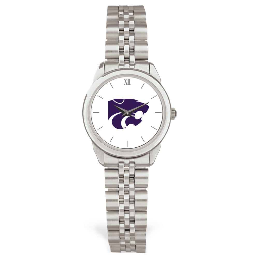 Women's Silver Kansas State Wildcats Logo Medallion Rolled Link Bracelet Wristwatch