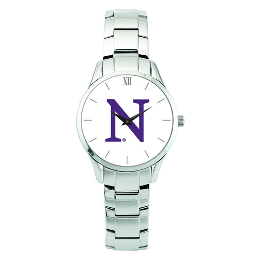 Unisex Silver Northwestern Wildcats Stainless Steel Bracelet Wristwatch