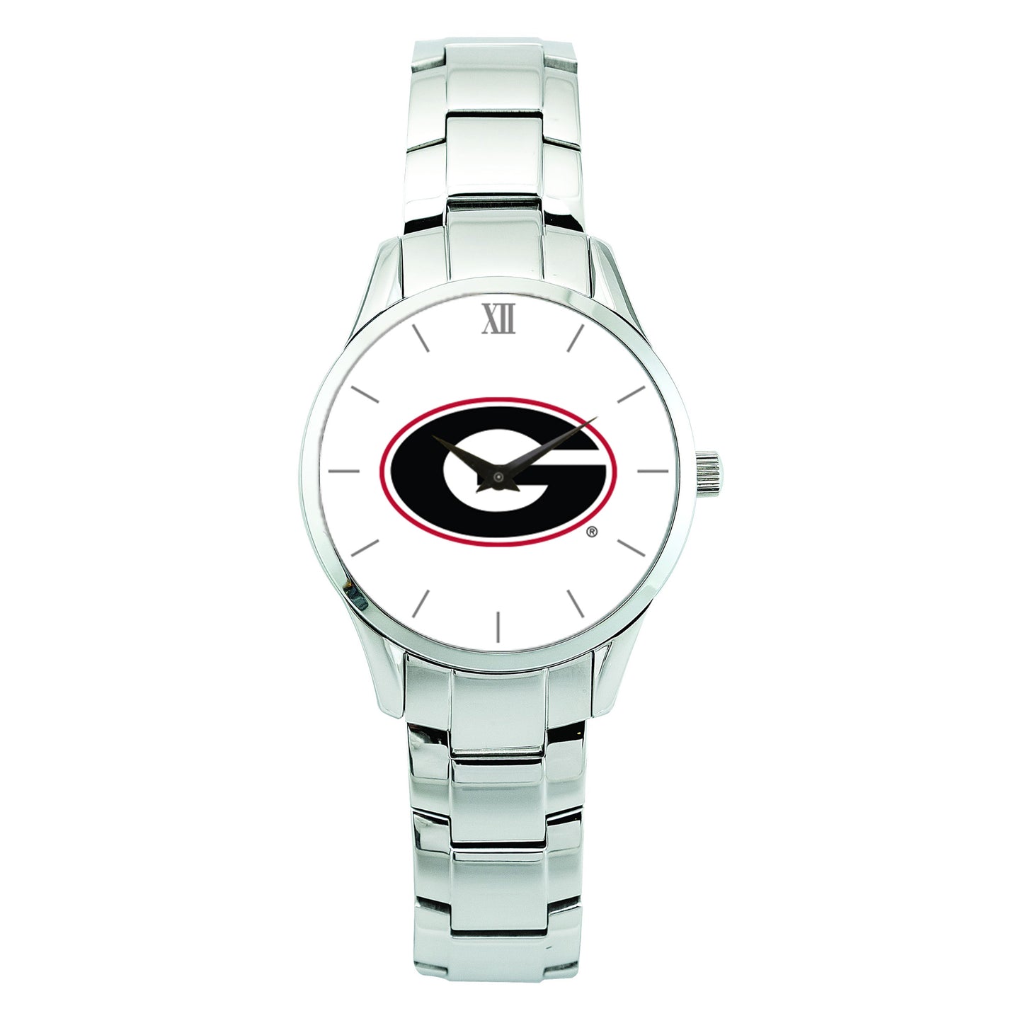 Unisex Silver Georgia Bulldogs Stainless Steel Bracelet Wristwatch