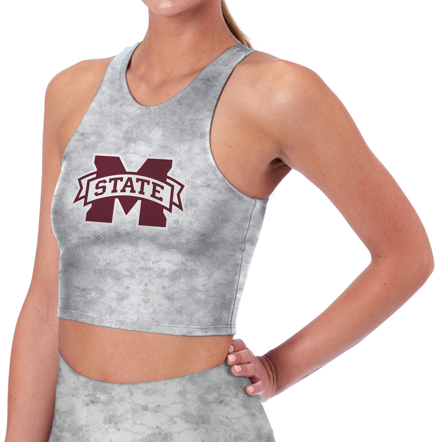 Women's Gray Mississippi State Bulldogs High Neck Midi Bra