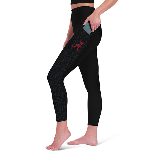 Women's Black Alabama Crimson Tide High Waist Two-Pocket Leggings