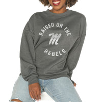 Women's Gameday Couture Charcoal Ole Miss Rebels Good Vibes Premium Fleece Drop Shoulder Pullover Sweatshirt