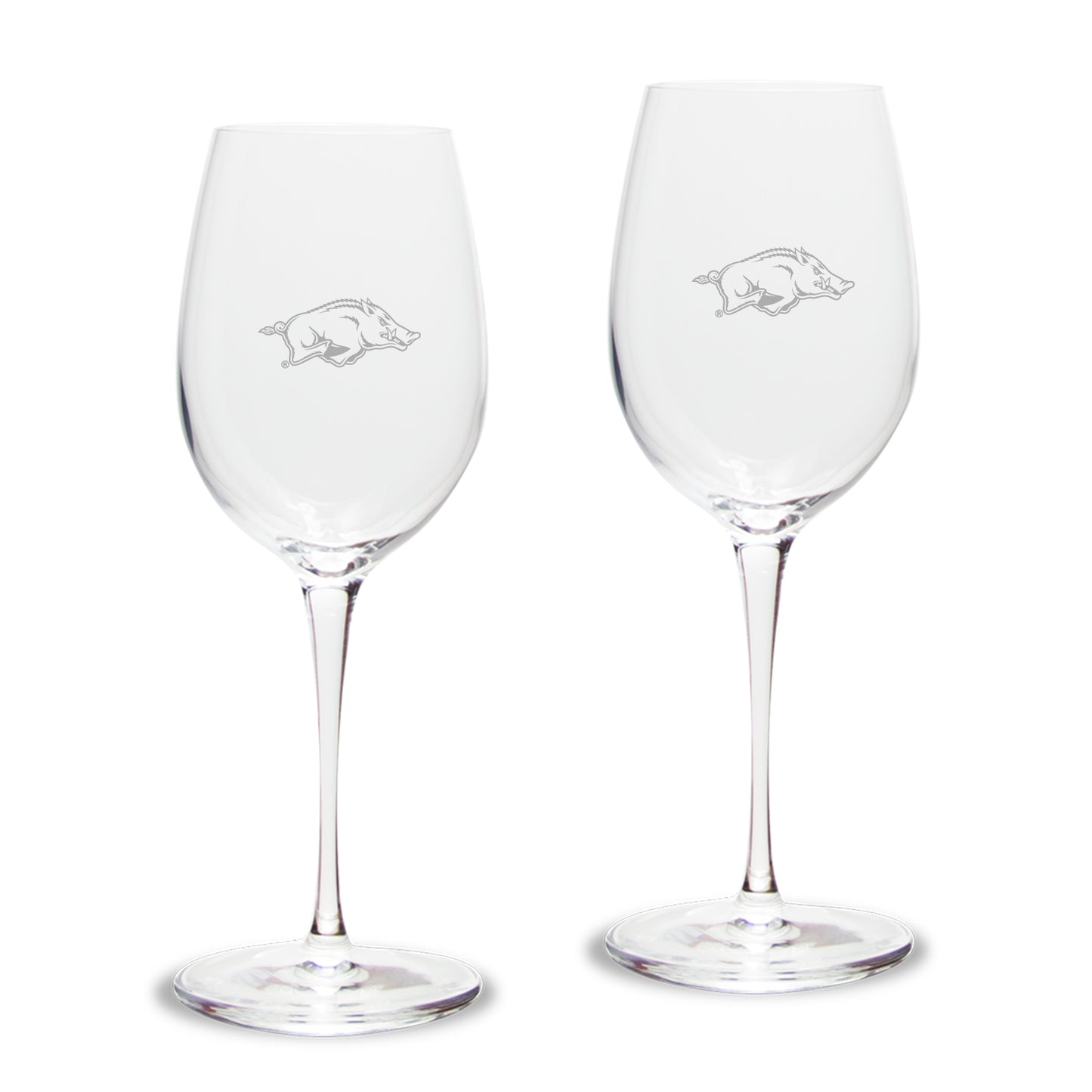 Arkansas Razorbacks Primary Team Logo 12oz. 2-Piece Luigi Bormioli Titanium White Wine Glass Set