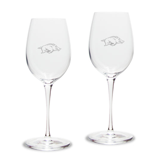 Arkansas Razorbacks Primary Team Logo 12oz. 2-Piece Luigi Bormioli Titanium White Wine Glass Set