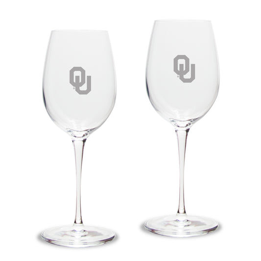 Oklahoma Sooners Primary Team Logo 12oz. 2-Piece Luigi Bormioli Titanium White Wine Glass Set