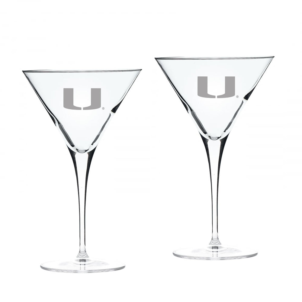 Miami Hurricanes Primary Team Logo 10oz. 2-Piece Luigi Bormioli Titanium Martini Glass Set