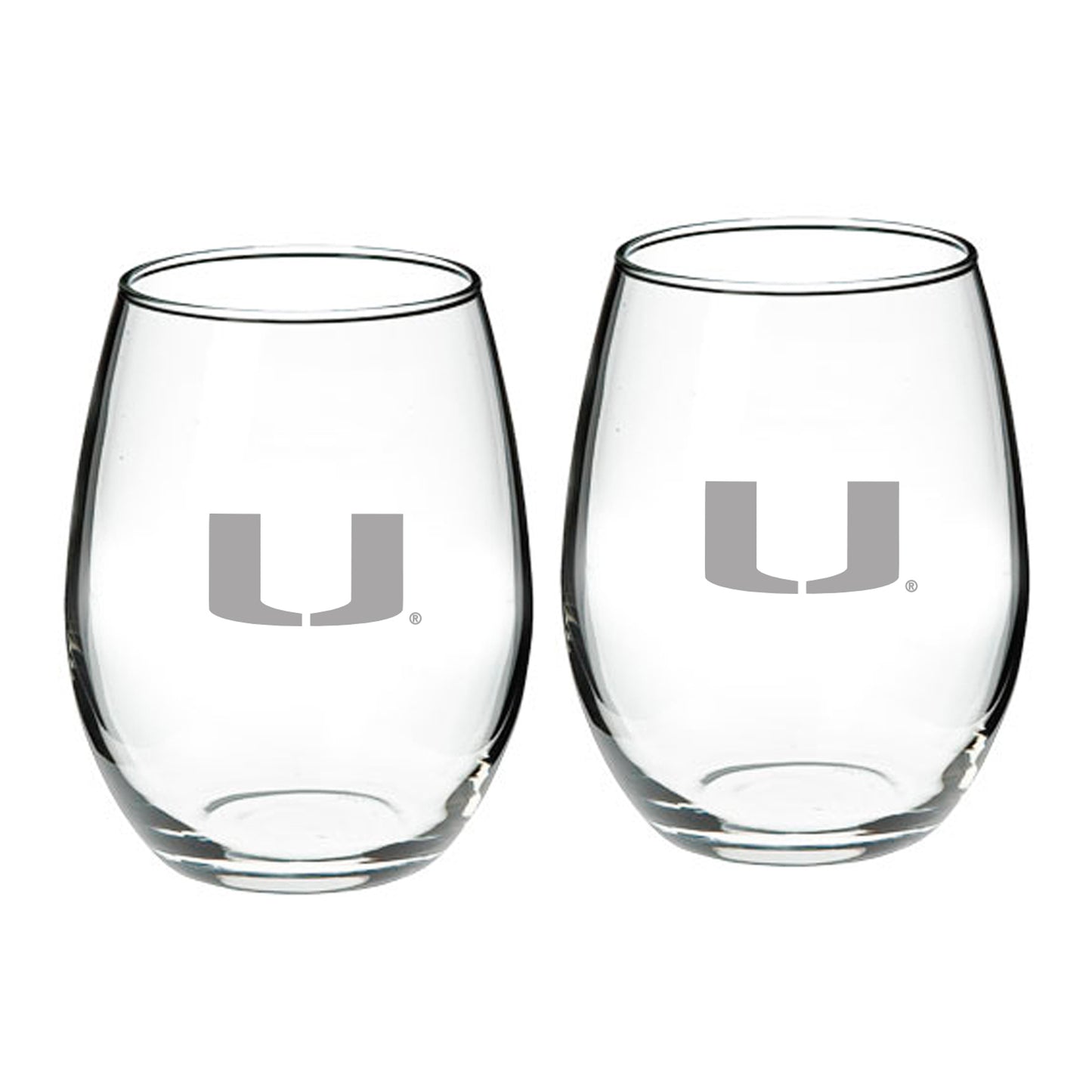 Miami Hurricanes 21oz. 2-Piece Stemless Wine Glass Set