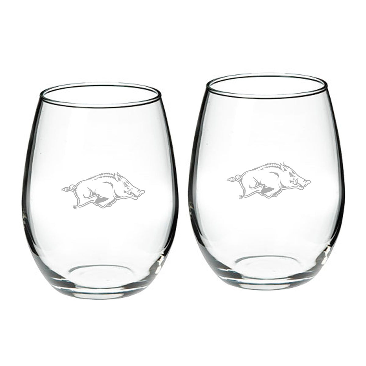 Arkansas Razorbacks 21oz. 2-Piece Stemless Wine Glass Set