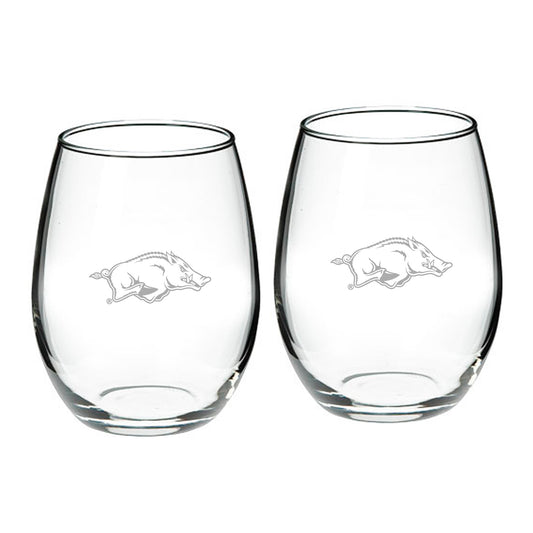 Arkansas Razorbacks 21oz. 2-Piece Stemless Wine Glass Set